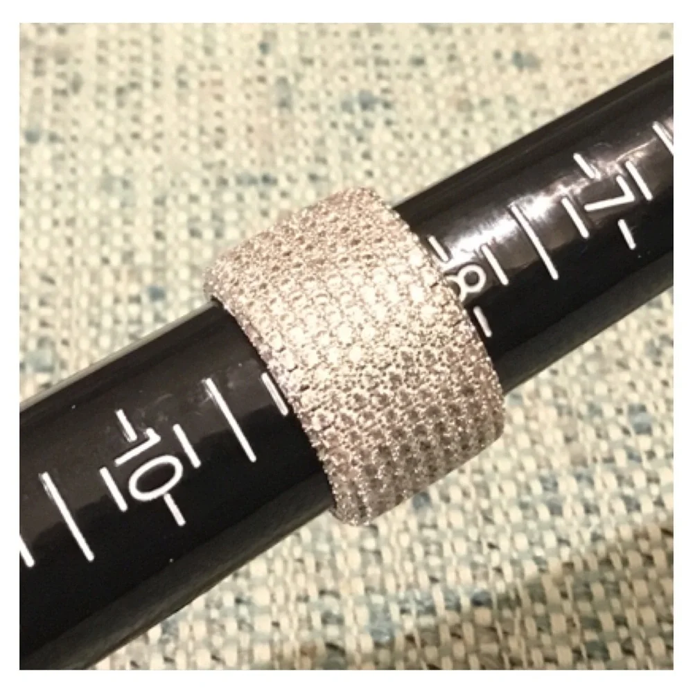 New! Shiny White Silver Mini Crystals Chunky Band Ring